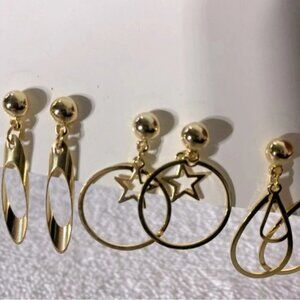 Vintage Gold Tone 4 Pierced Earrings Sets